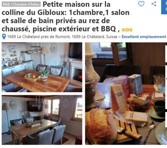 Petite Maison Sur La Colline Du Gibloux: 1Chambre,1 Salon Et Salle De Bain Prives Au Rez De Chausse, Piscine Exterieur Et Bbq , Le Chatelard  Bagian luar foto